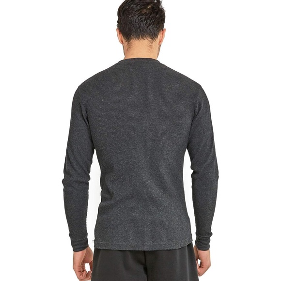 Men’s Blu Rock Gray Thermal Waffle Knit T-Shirt Top - Picture 5 of 16